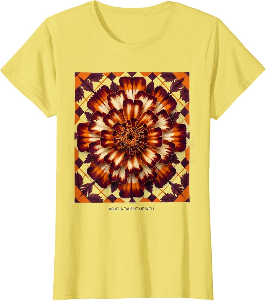 Abuela Taught Me Well Girls Mexican Heritage Design T-Shirt - Lemon Yellow