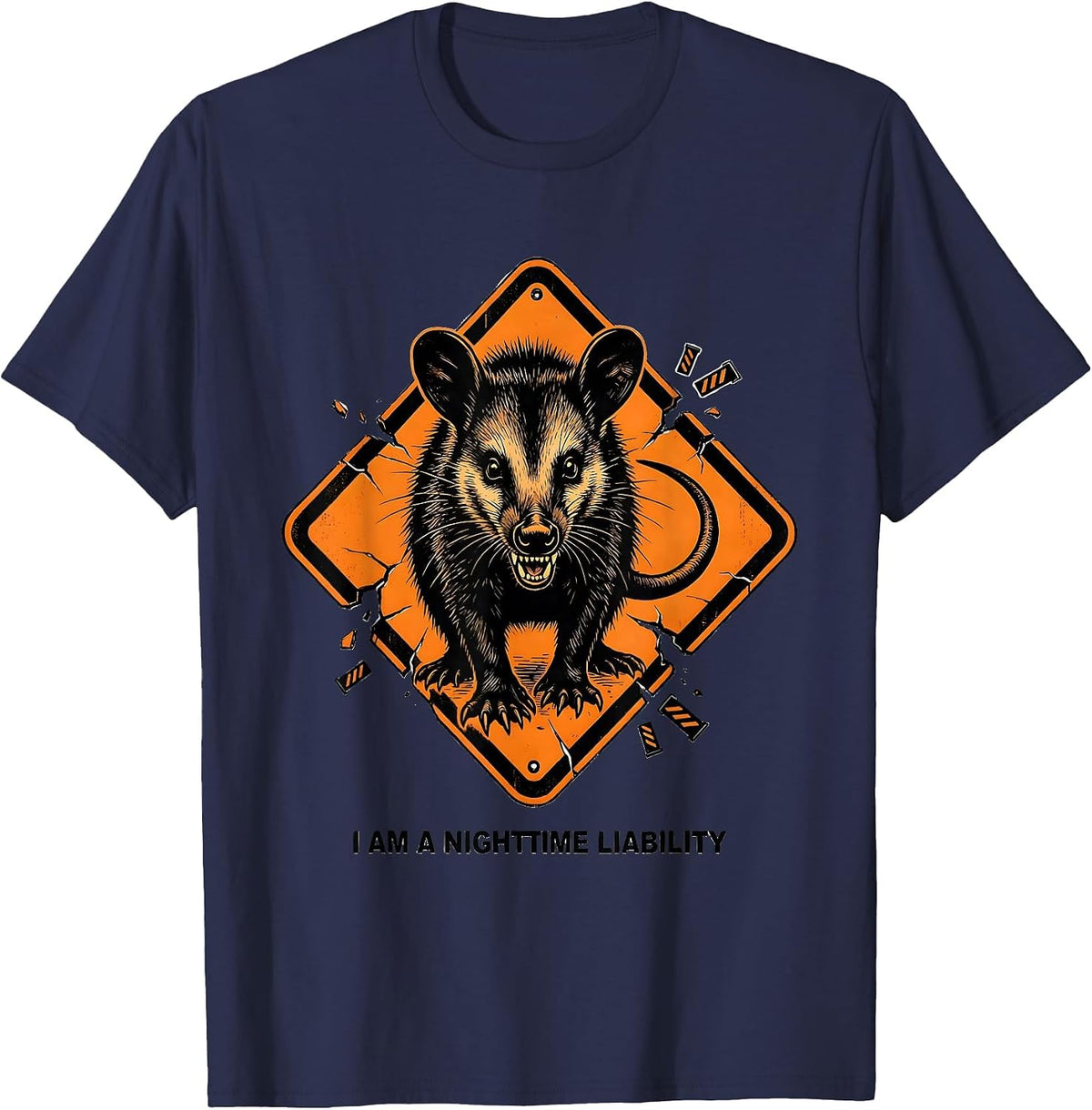Men's I Am A Nighttime Liability Funny Opossum Meme Animal Lover T-Shirt - Navy Blue