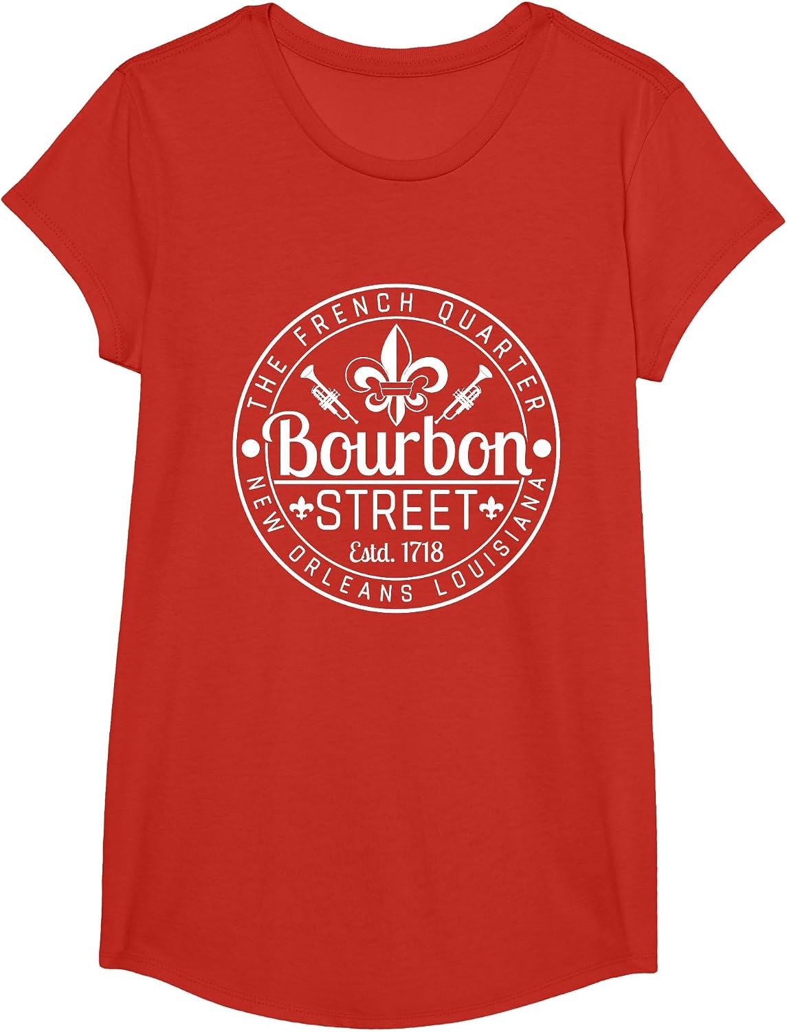 Bourbon Street French Quarter New Orleans Louisiana Est 1718 T-Shirt - Girls Red