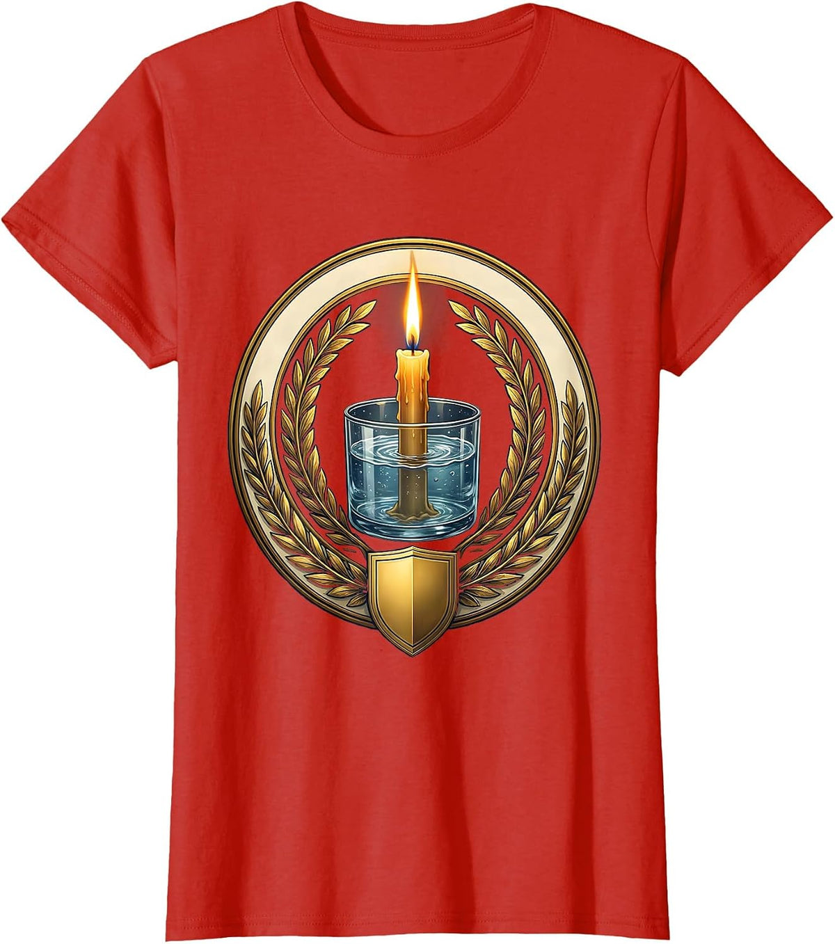 Women's Faith Over Fear Candle Flame in Water Graphic T-Shirt - Red