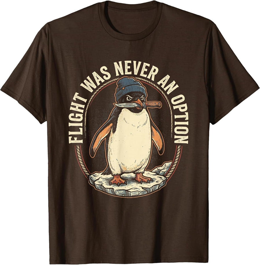 Funny Flight was Never an Option T-Shirt - Brown