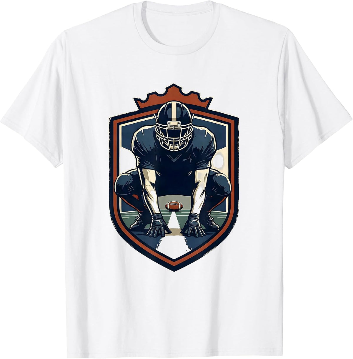 Men's Lineman Shield Emblem Football Player Humor T-Shirt - White