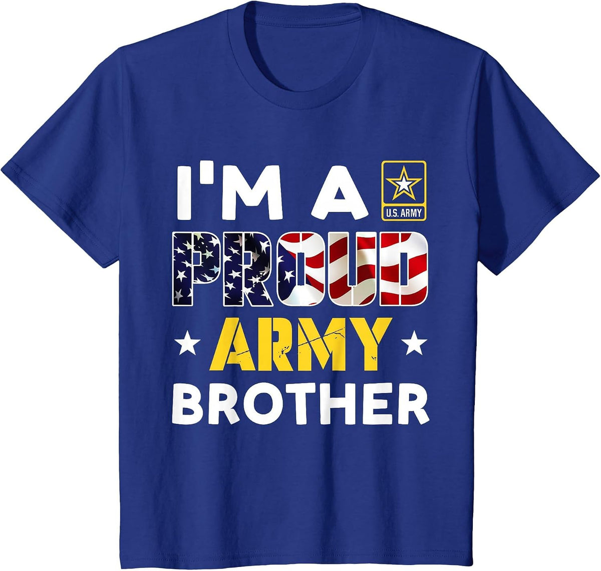 Ich bin EIN stolzer Army Brother Family Soldier Under American Flag T-Shirt - Royal Blue