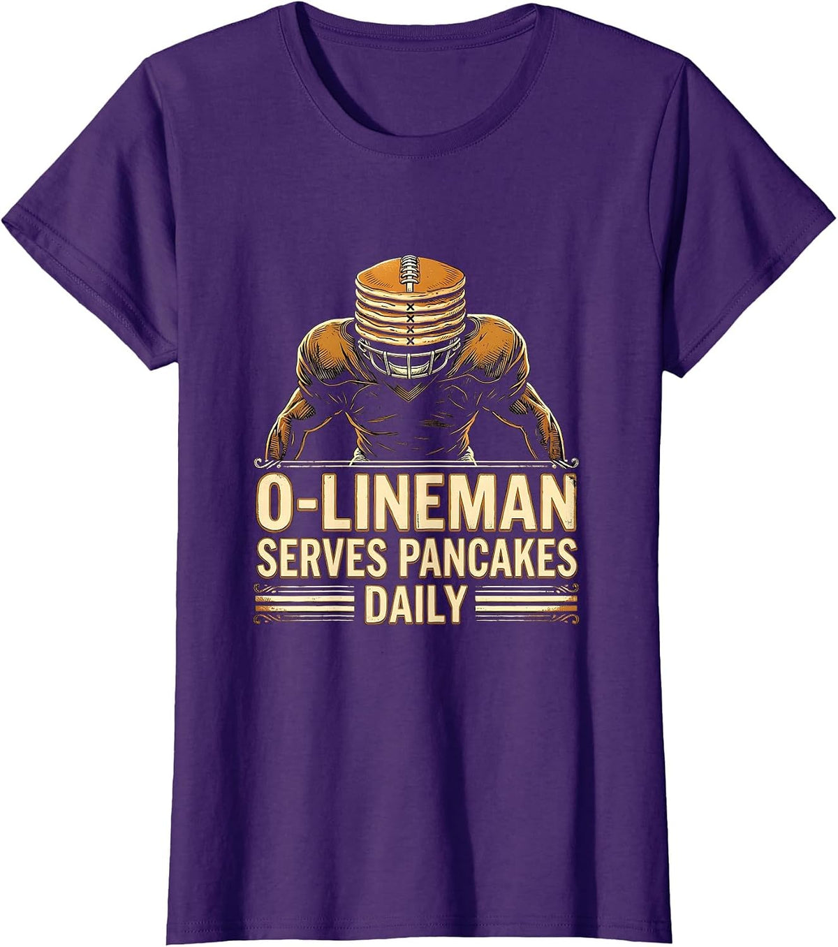 Women's O-Lineman Serves Pancakes Daily Funny Football Lineman Gift T-Shirt - Purple