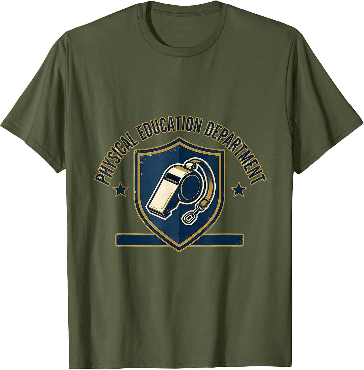 Physical Education Department Retro PE Teacher Back T-Shirt - Olive Green