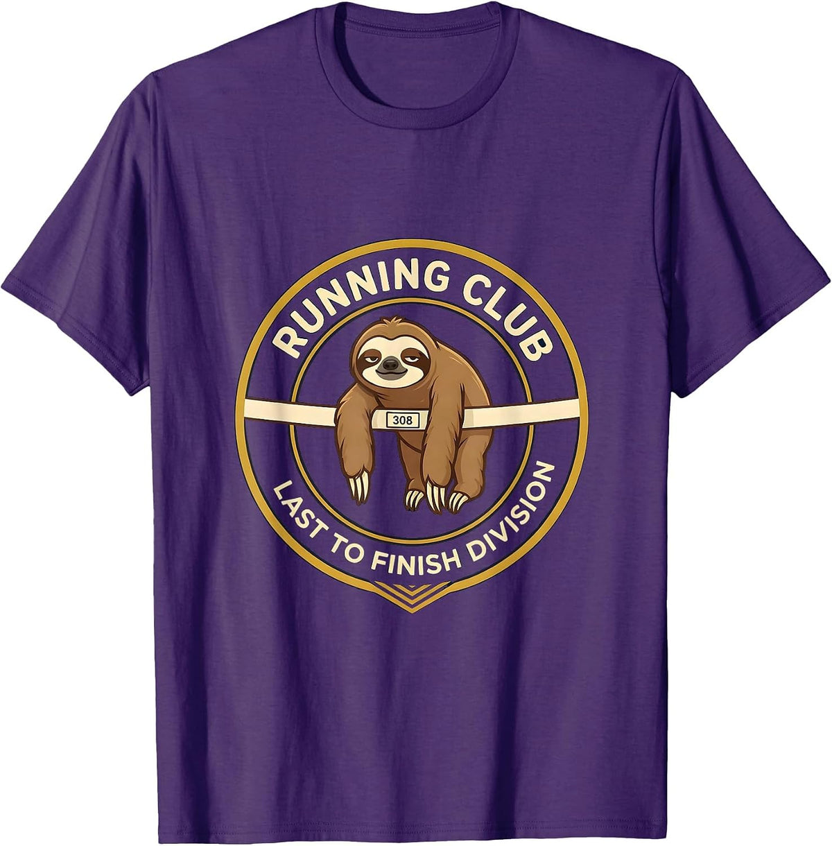 Men's Running Club Last To Finish Division Funny Sloth Lover Humor T-Shirt - Purple