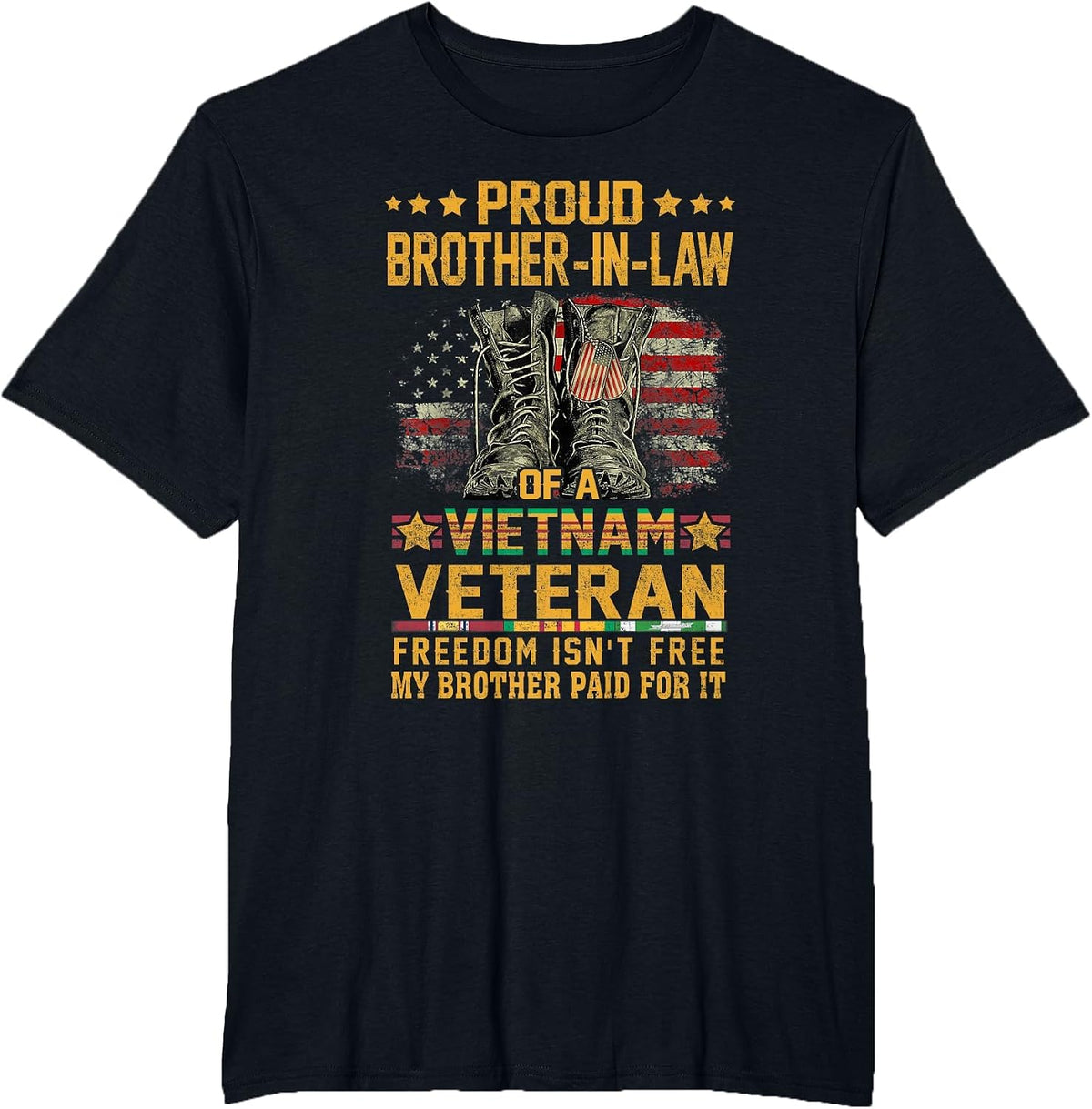 Proud Brother-in-Law of Vietnam Veteran Patriotic US Vet T-Shirt - Black