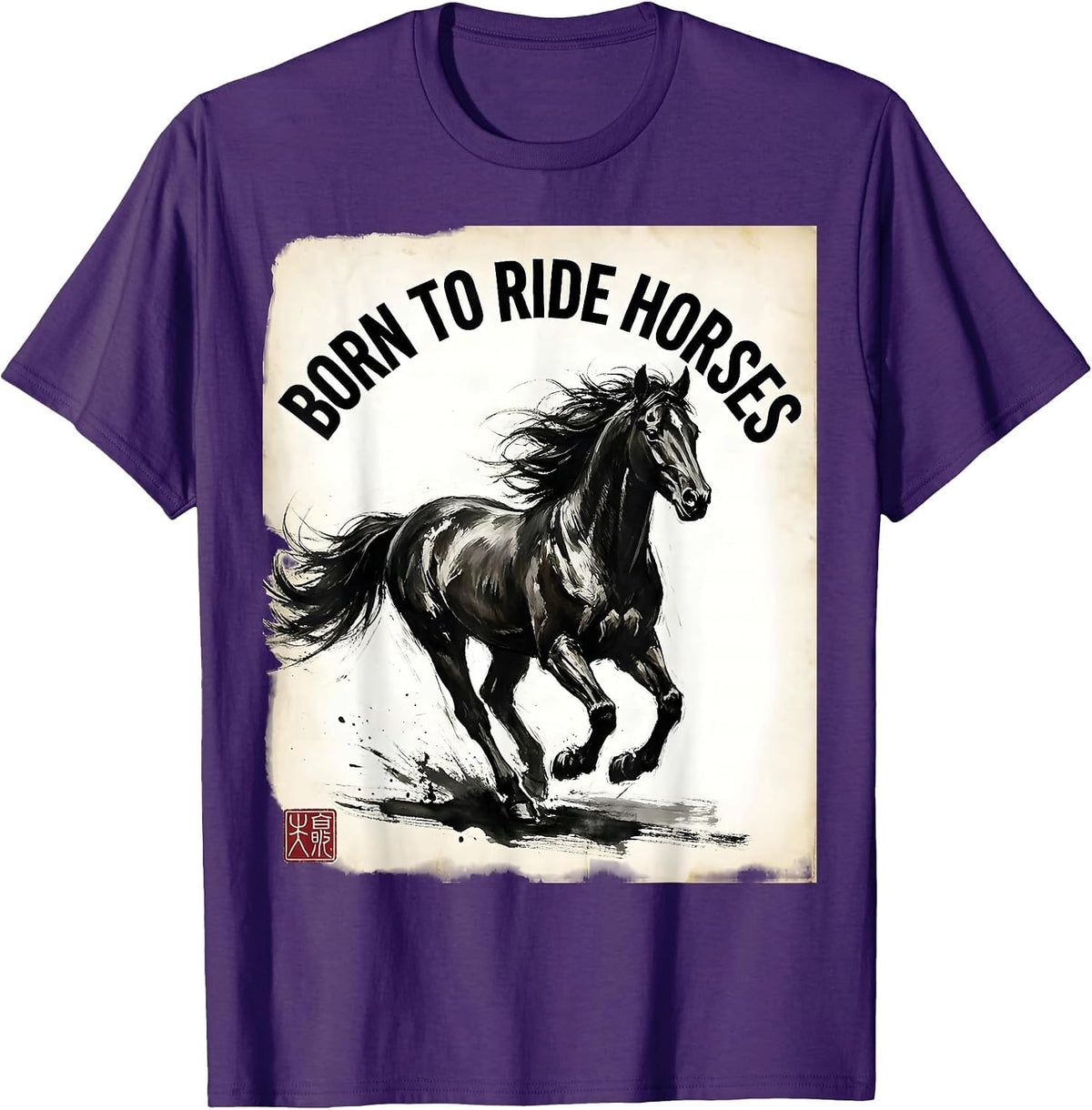 Born to Ride Horses Equestrian Design T-Shirt - Purple