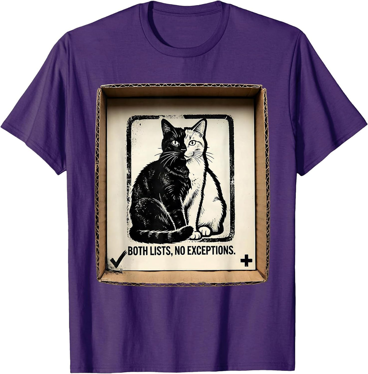Men's Both Lists No Exceptions Funny Quantum Physics Cat Owner T-Shirt - Purple