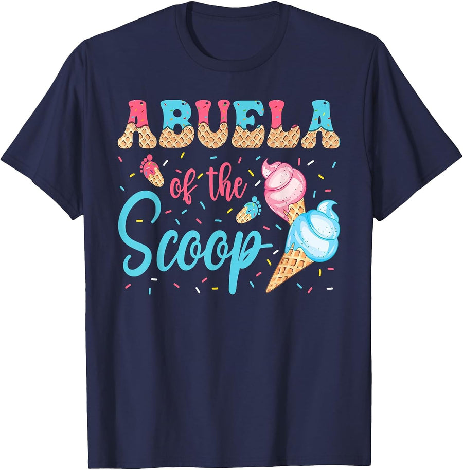 Abuela of The Scoop Ice Cream Gender Reveal Baby Shower T-Shirt - Navy Blue