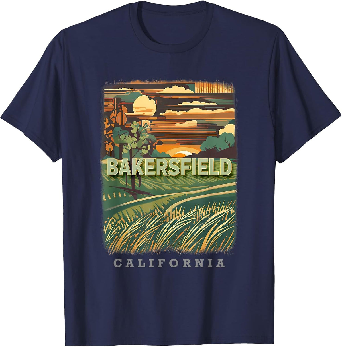 Bakersfield California CA Country Charm SD620 T-Shirt - Navy Blue