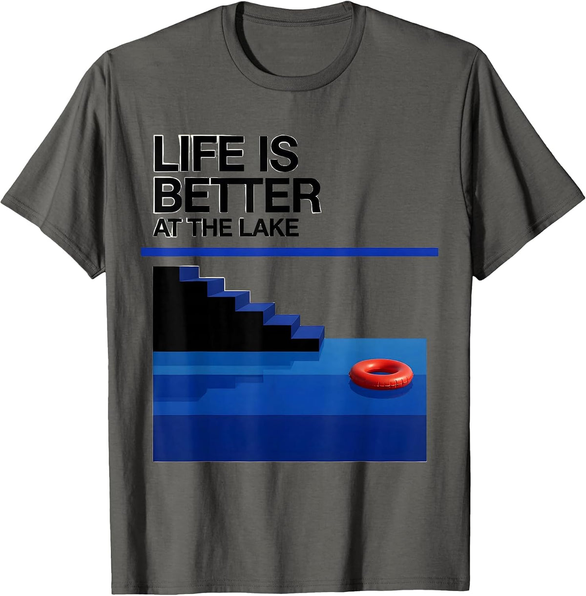 Men's Life Is Better At The Lake Funny Lake Life Boater Kayak T-Shirt - Asphalt Grey