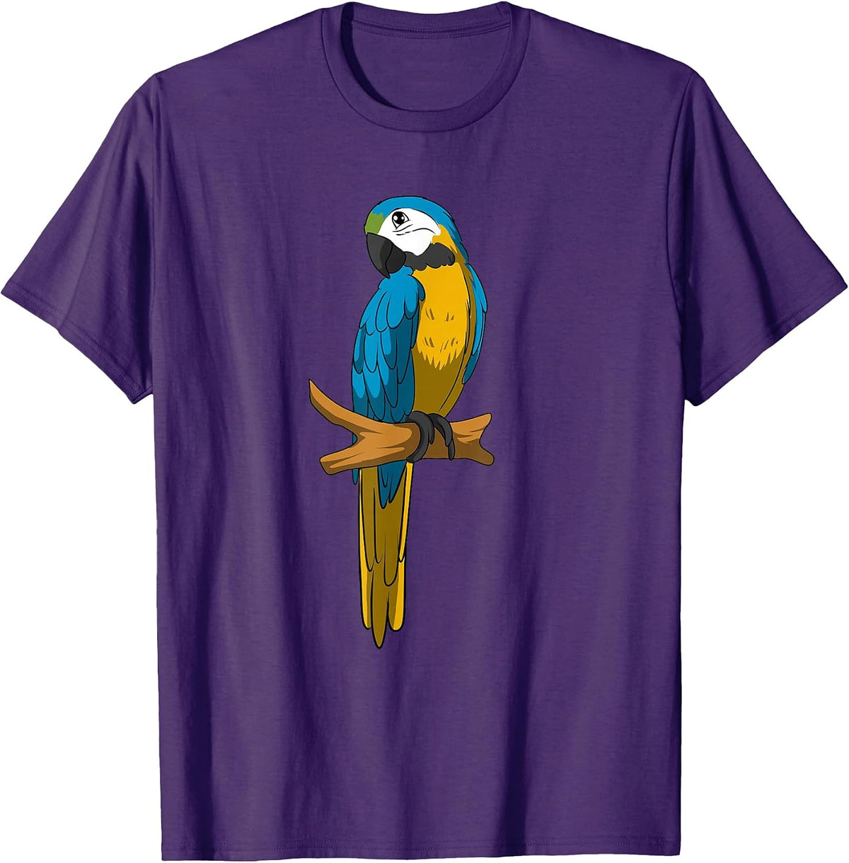 Funny Blue and Gold Macaw Parrot T-Shirt, Men, Black, Small - As Pictured