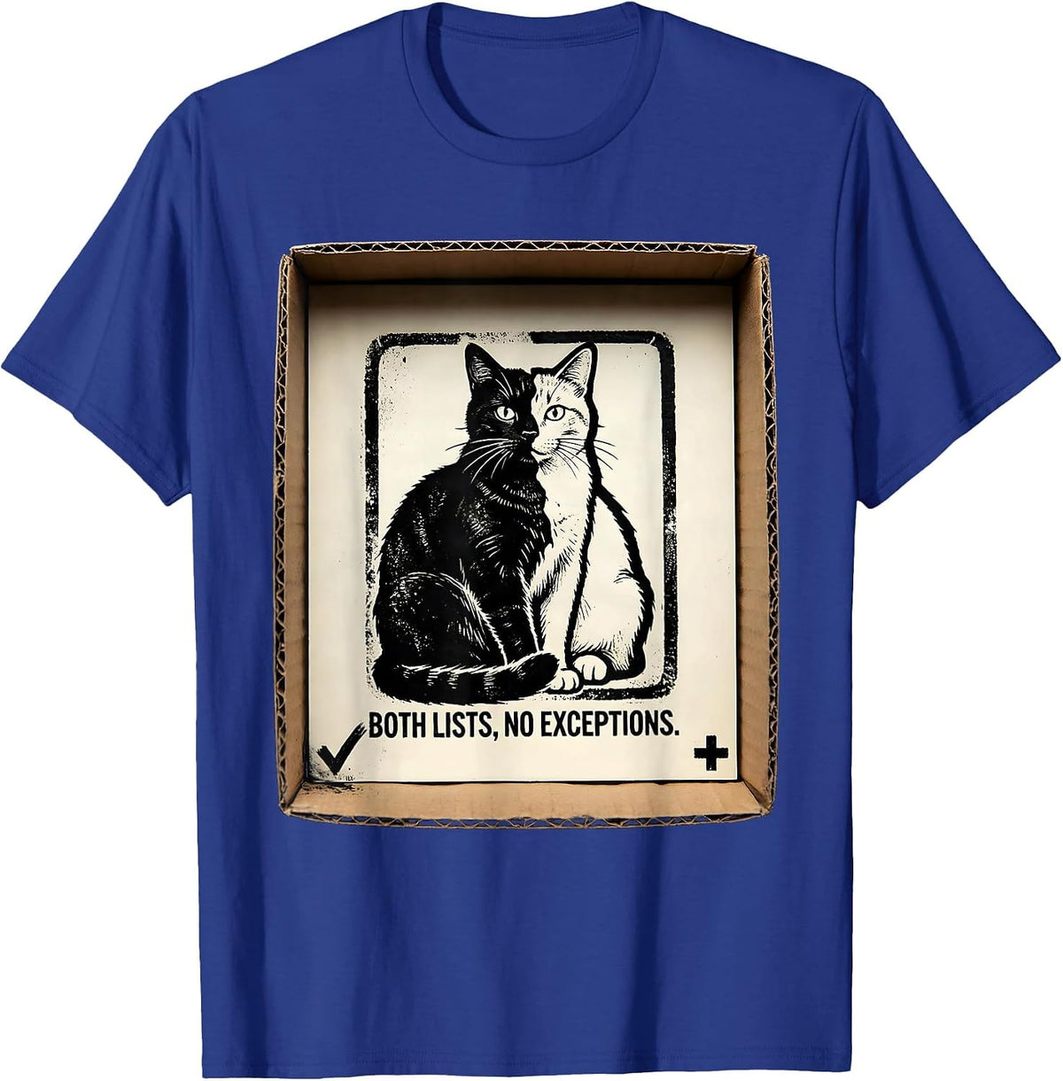 Men's Both Lists No Exceptions Funny Quantum Physics Cat Owner T-Shirt - Royal Blue