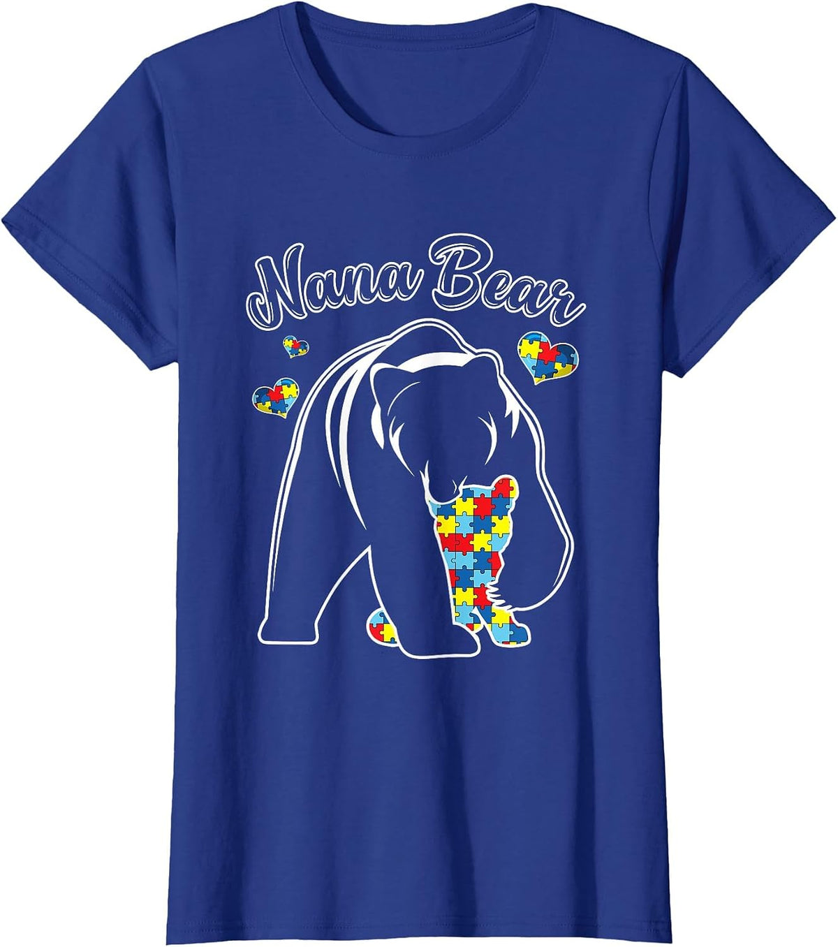 Cute Nana Bear Autism Awareness Autistic Family Lover T-Shirt - Royal Blue