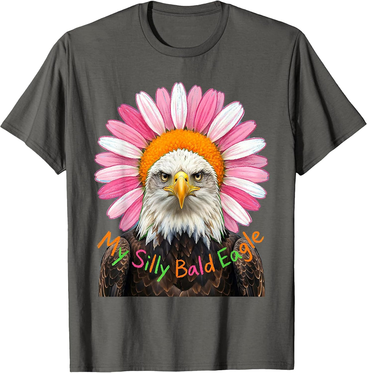 Men's My Silly Bald Eagle Naive Kidcore Funny Eagle Lover T-Shirt - Asphalt Grey