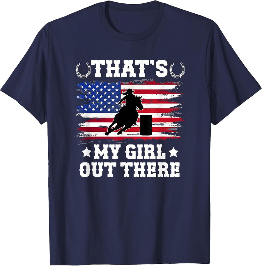 That's My Girl Barrel Racing Dad of A Barrel Racer Father T-Shirt - Navy Blue