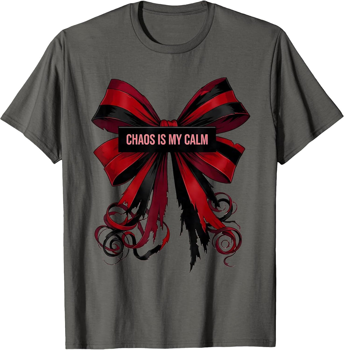 Chaos Is My Calm Punk Graphic Design T-Shirt - Asphalt Grey