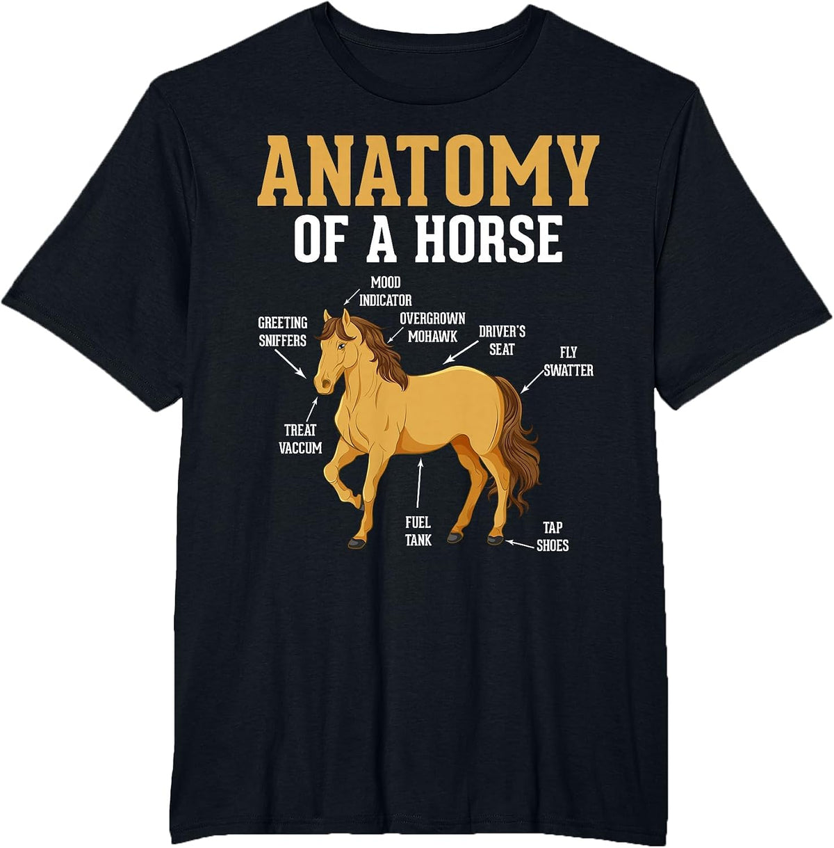 Anatomy of A Horse Funny Equestrian Neigh Horse Lovers T-Shirt - Black