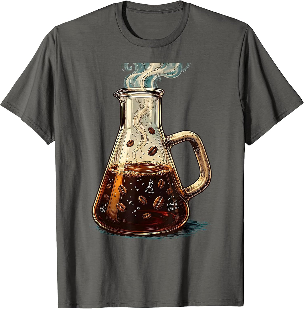 Science Teacher Coffee Erlenmeyer Flask Graphic T-Shirt - Asphalt Grey