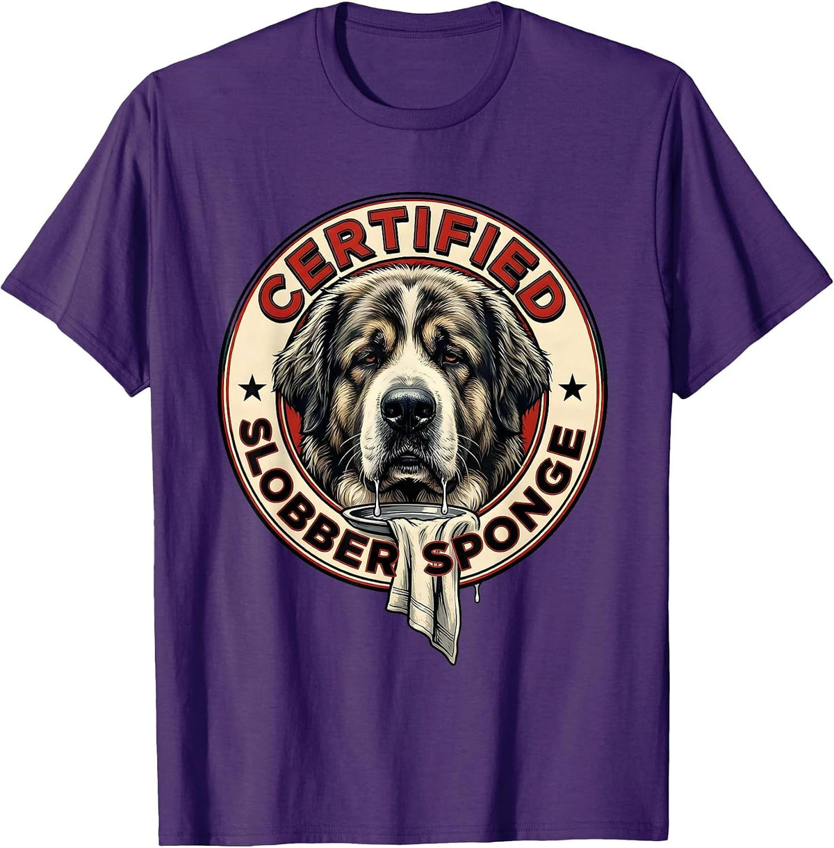 Men's Certified Slobber Sponge Funny Great Pyrenees Dog Mom Dog T-Shirt - Purple