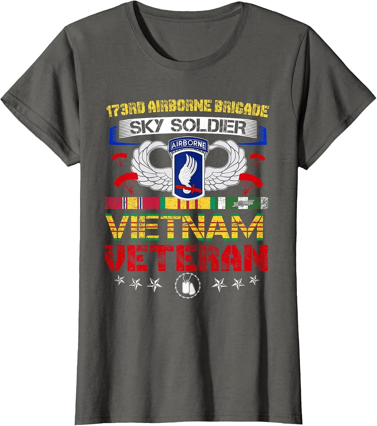 173rd Airborne Brigade Vietnam Veteran Shirt Sky Soldier T-Shirt - Asphalt Grey