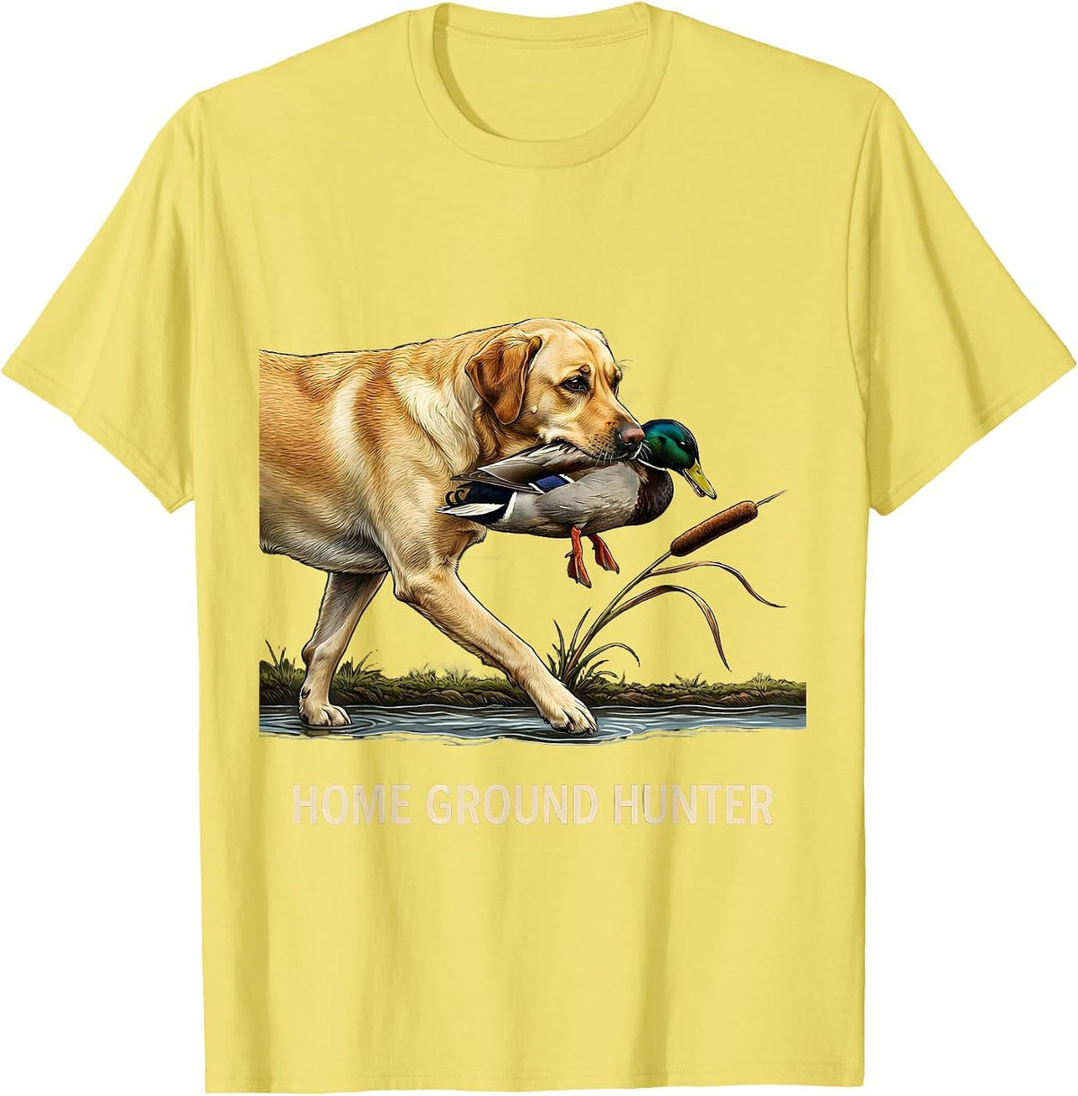 Men's Home Ground Hunter Labrador Retriever Hunting Dog Rural T-Shirt - Lemon Yellow