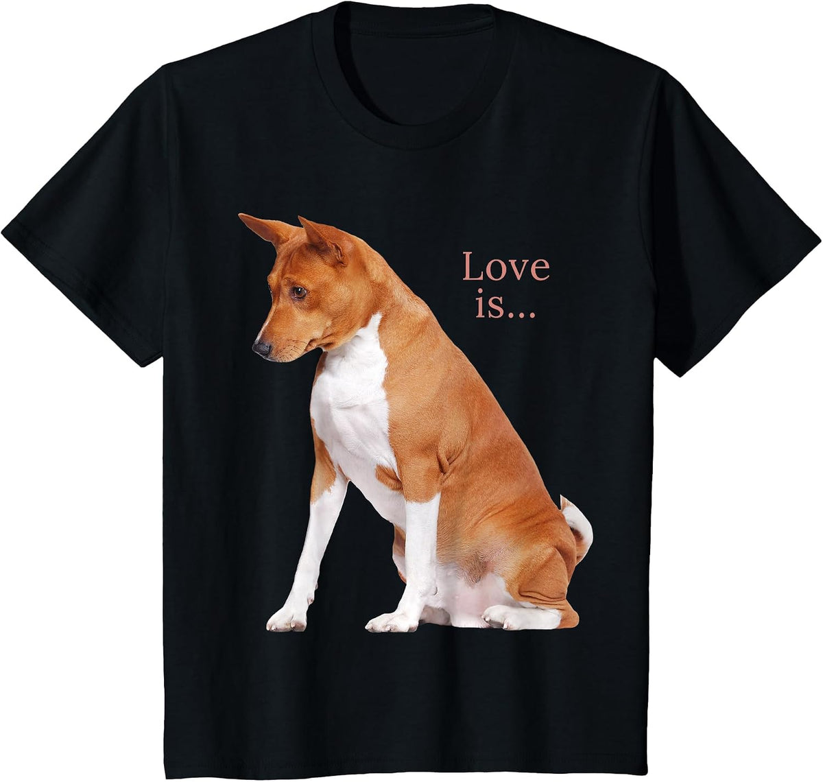 Basenji Shirt Dog Mom Dad Love Puppy Cute Love is Tee Pet T-Shirt - Black