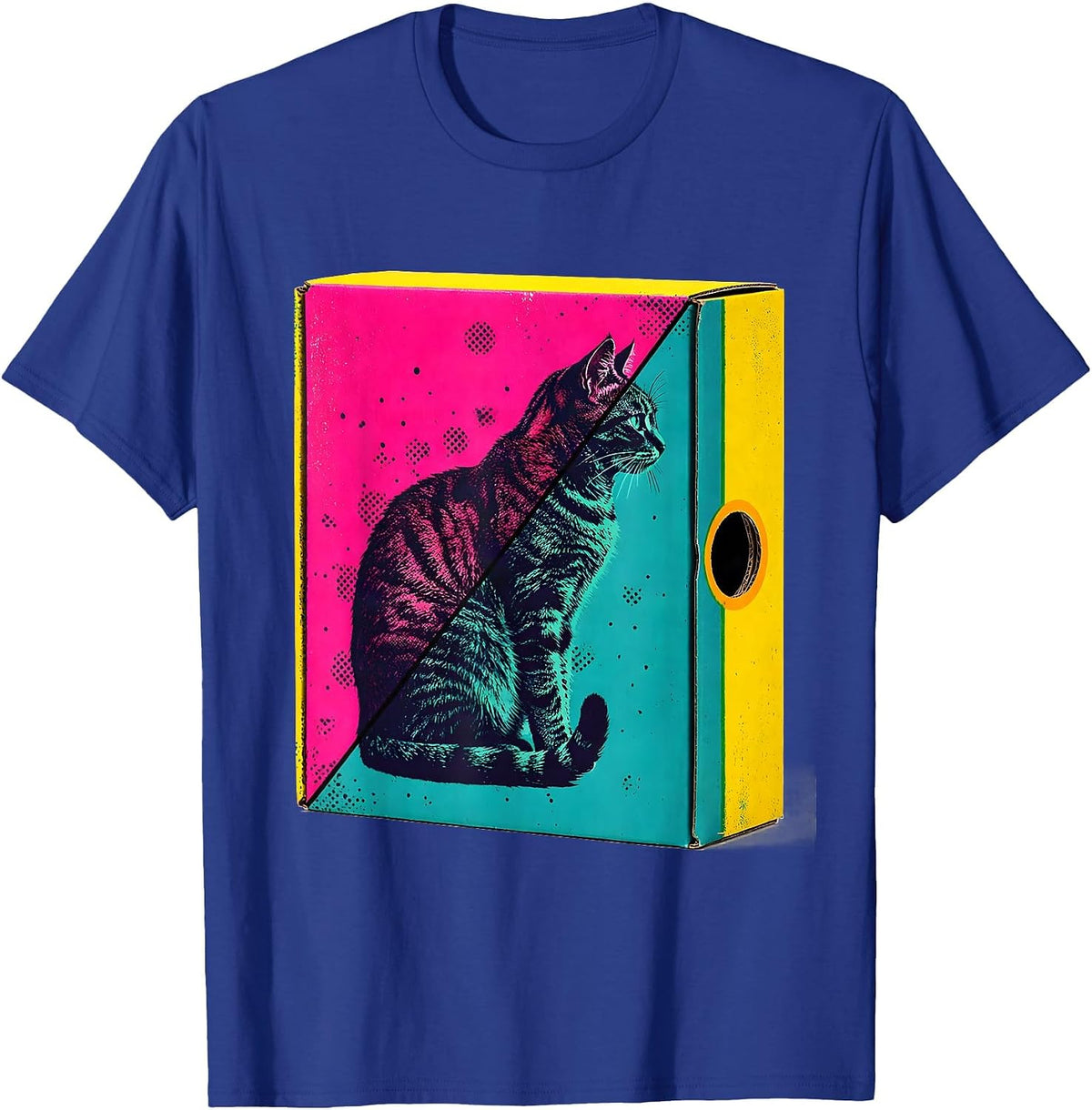 Men's Schrödinger Cat Box Quantum Physics Humor T-Shirt - Royal Blue