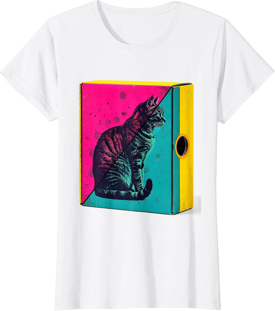 Women's Schrödinger Cat Box Quantum Physics Humor T-Shirt - White