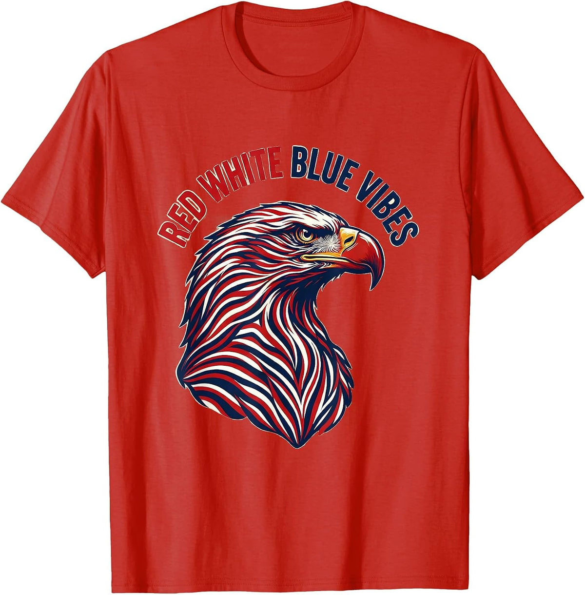 Men's Red White and Blue Vibes Patriotic Design T-Shirt - Red