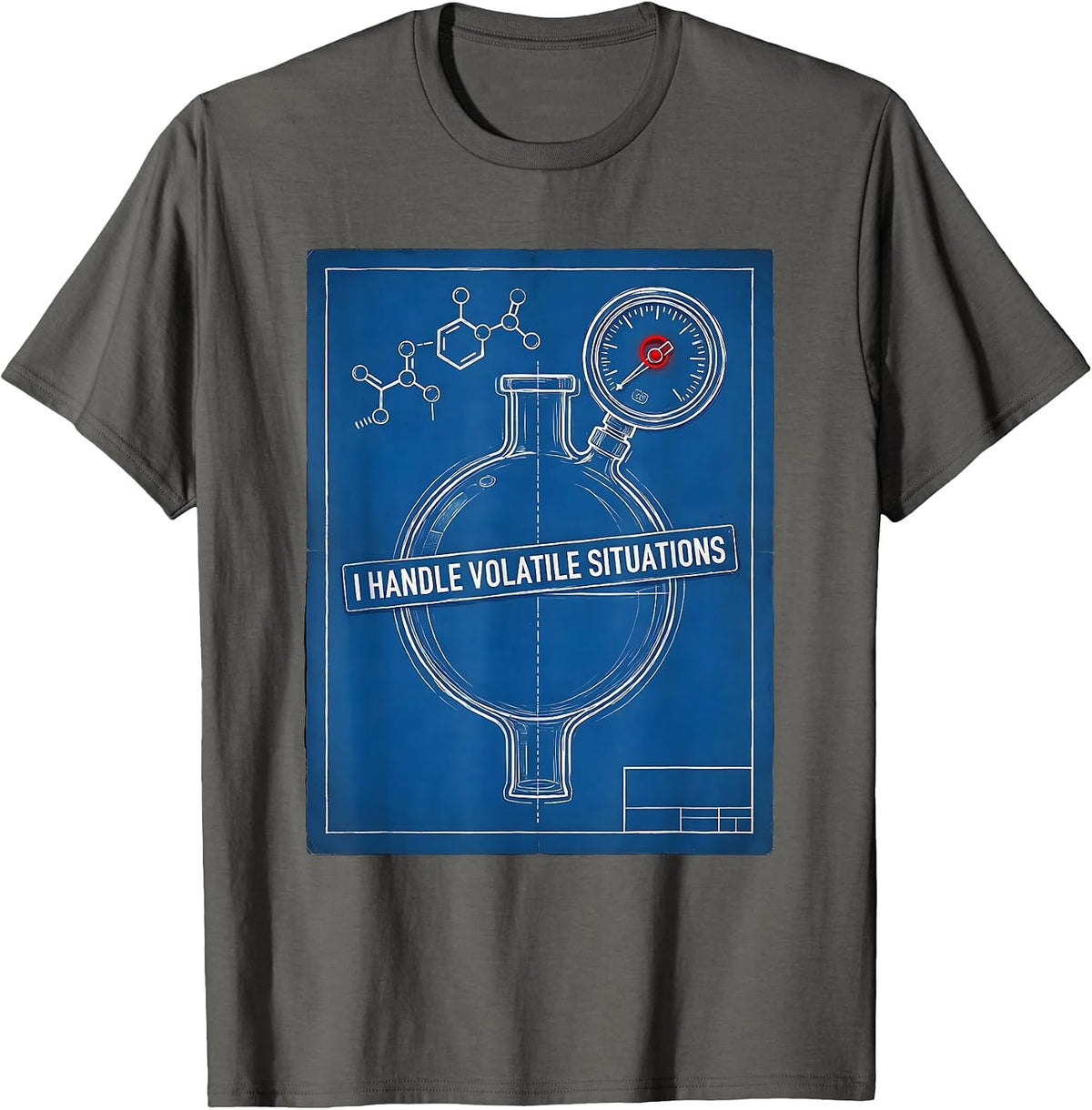 Men's I Handle Volatile Situations Funny Chemistry Nerd Humor T-Shirt - Asphalt Grey