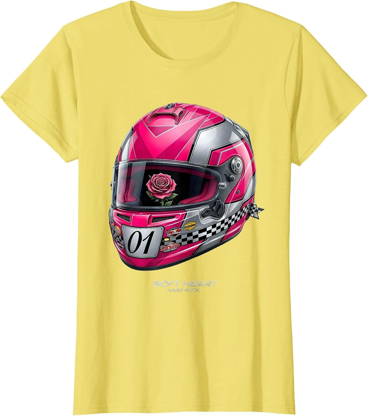 Women's Soft Heart Hard Rock Music Lover Design T-Shirt - Lemon Yellow