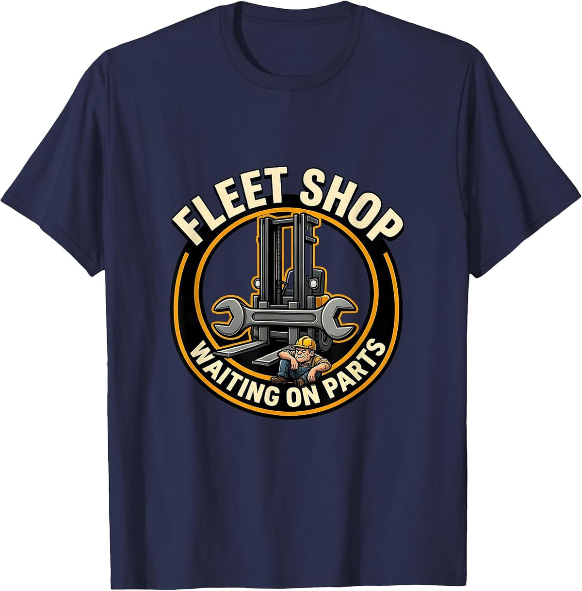 Fleet Shop Waiting On Parts Auto Mechanic Dad Shop Humor T-Shirt - Navy Blue