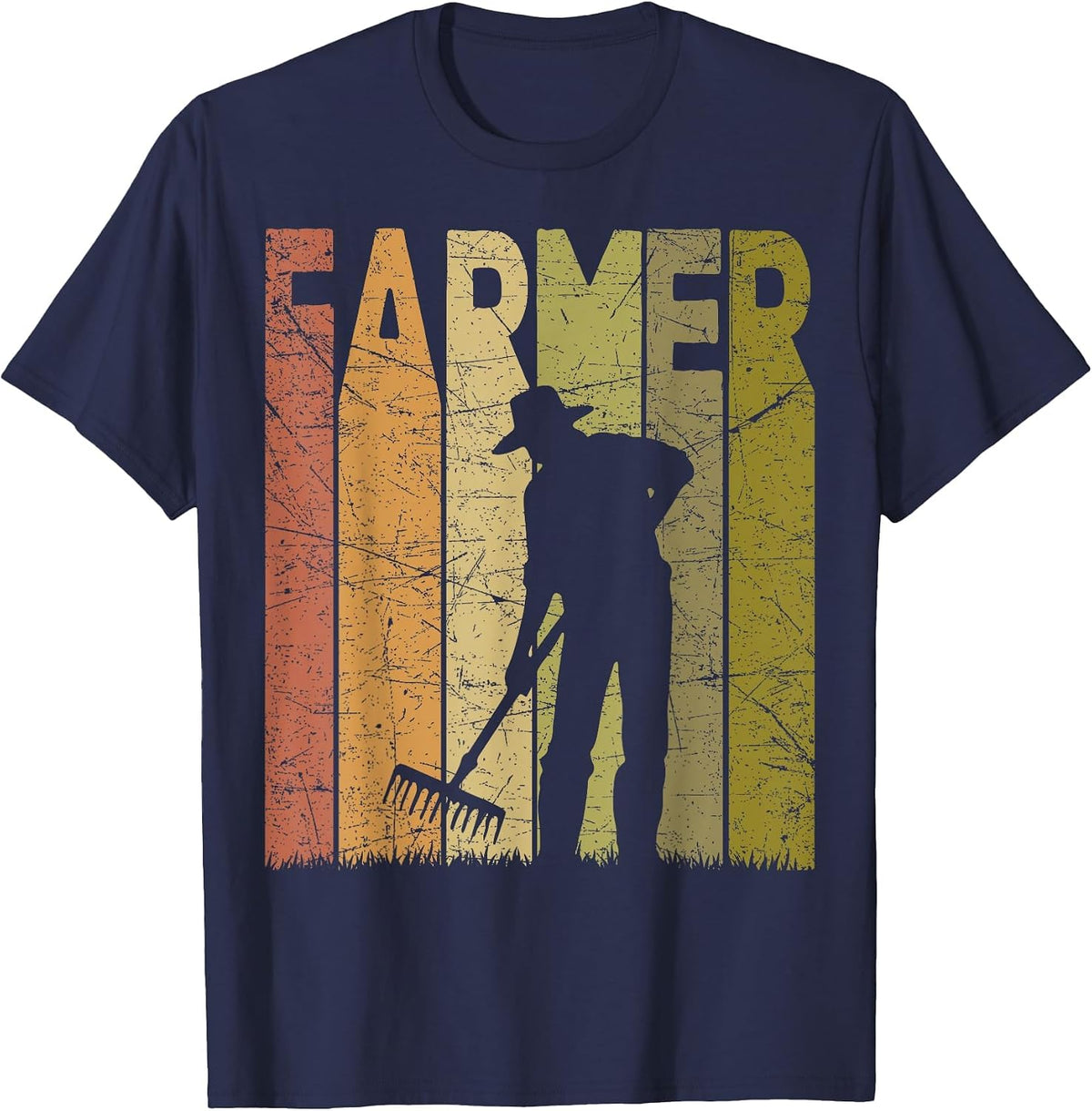 Farmer Vintage Gardener Farming Retro Gardening Agriculture T-Shirt - Navy Blue