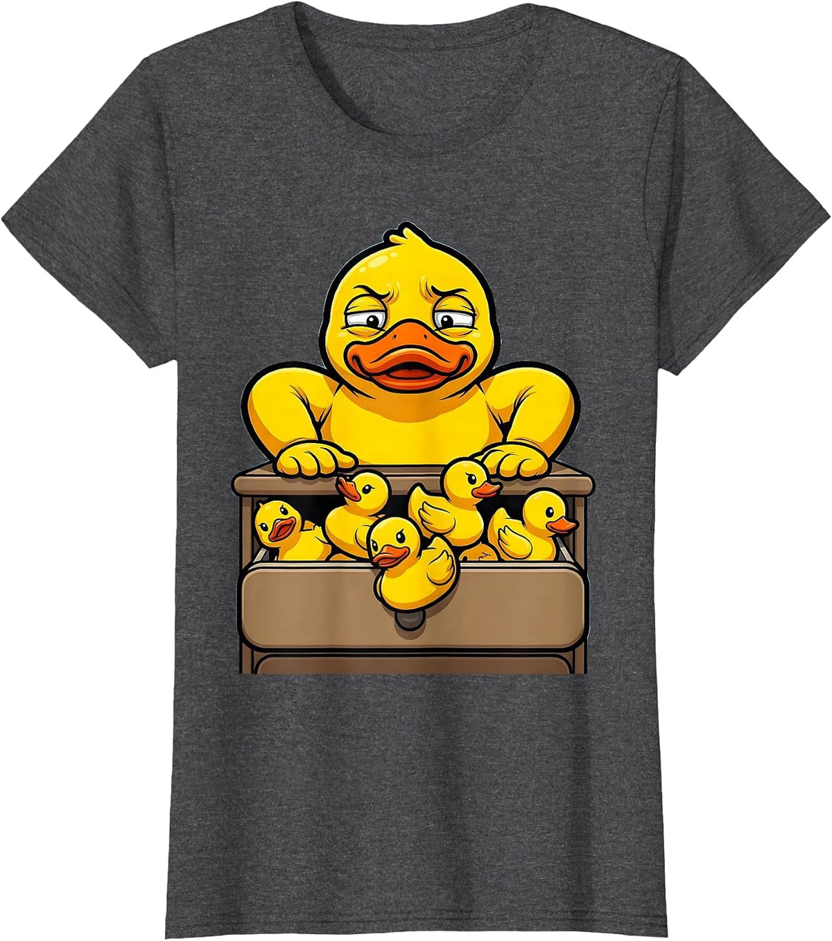 Women's Guilty Bath Duck Cartoon Novelty Gift for Duck Lovers T-Shirt - Dark Heather Grey