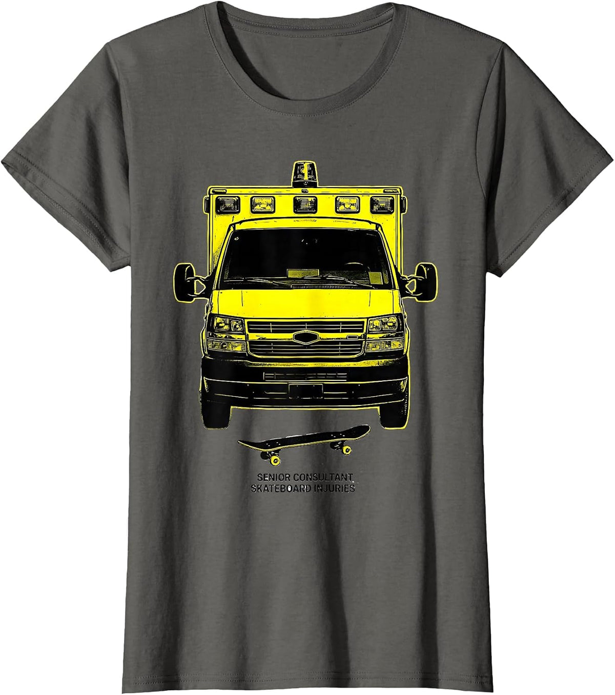Women's Senior Consultant, Skateboard Injuries Funny EMT EMS T-Shirt - Asphalt Grey