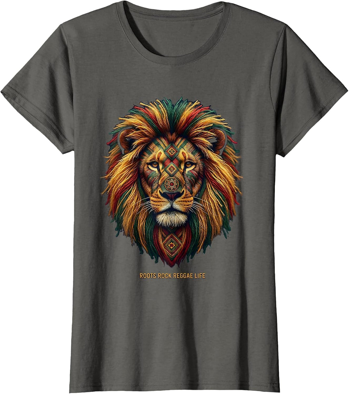 Women's Roots Rock Reggae Life Jamaica Design T-Shirt - Asphalt Grey