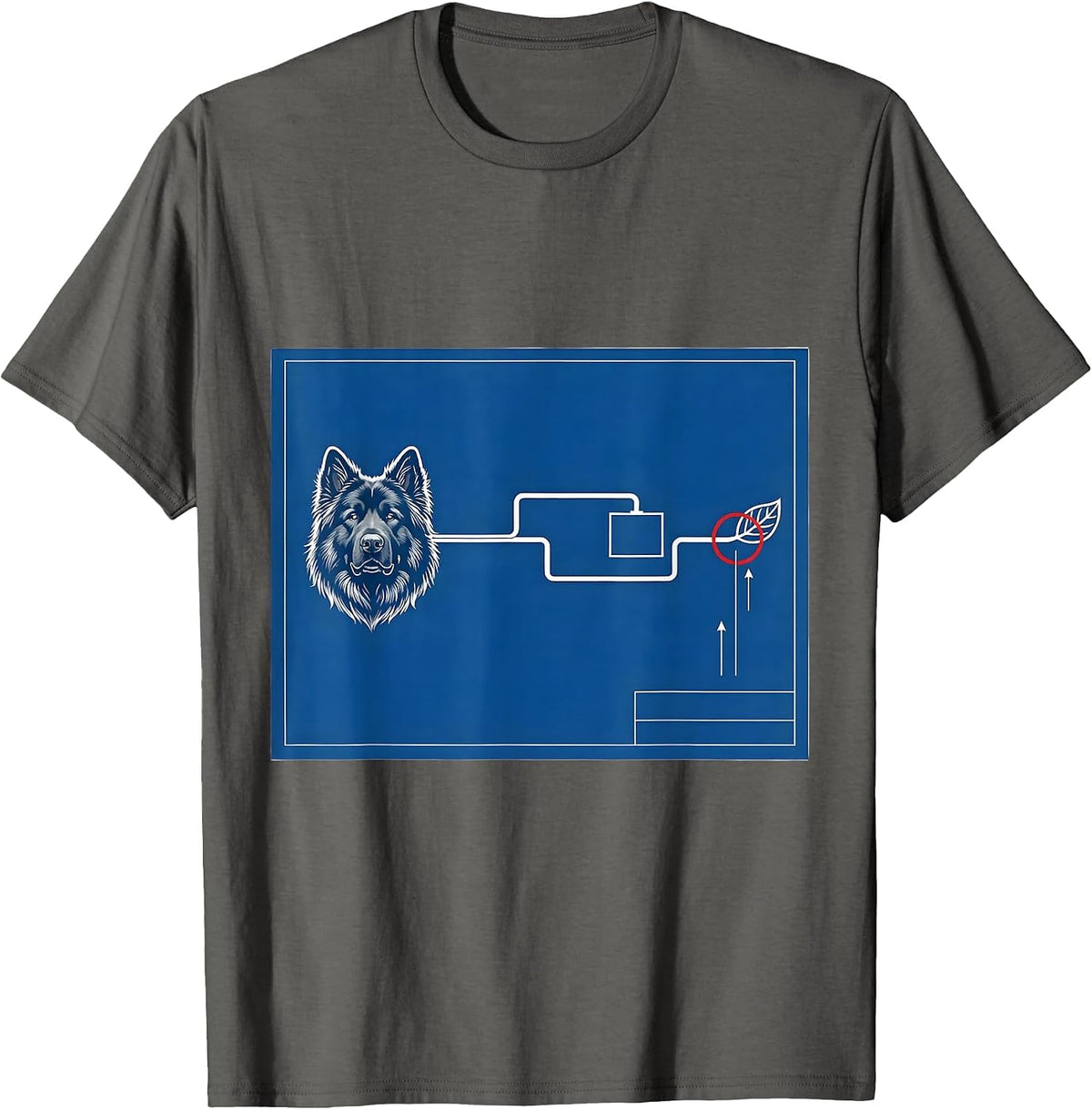 Men's Great Pyrenees Technical Blueprint Dog Owner Humor T-Shirt - Asphalt Grey