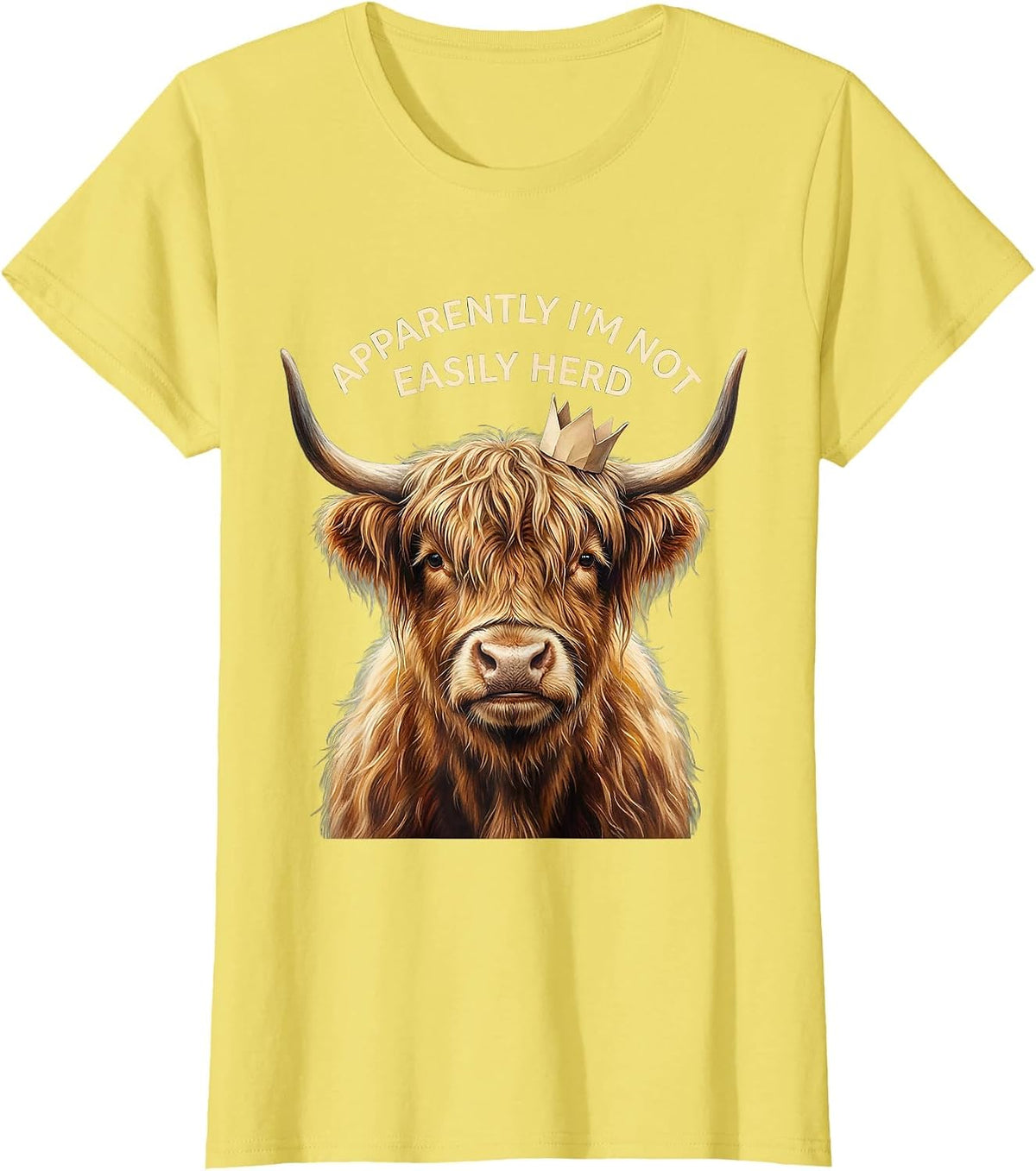 Women's Apparently I’m Not Easily Herd Storybook Highland Cow T-Shirt - Lemon Yellow