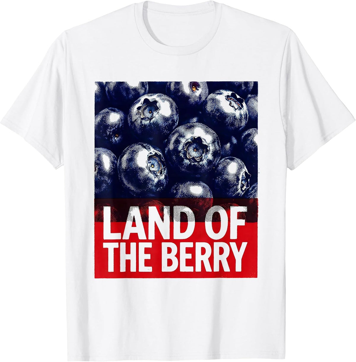 Men's Land of the Berry Red White and Blueberries Design T-Shirt - White