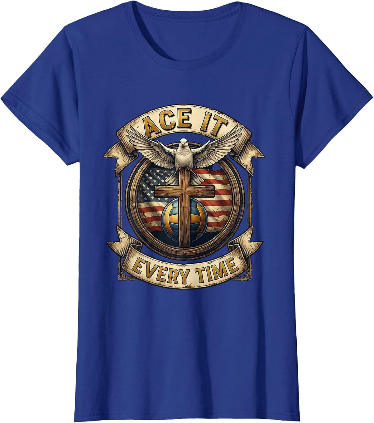 Women's Ace It Every Time Volleyball Design T-Shirt - Royal Blue