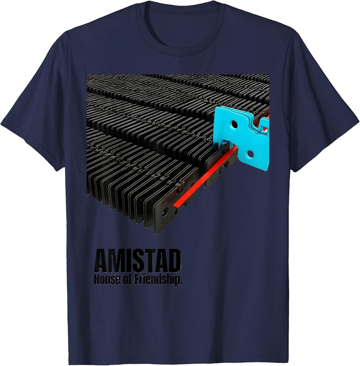 AMISTAD House of Friendship School Spirit Teachers Students T-Shirt - Navy Blue