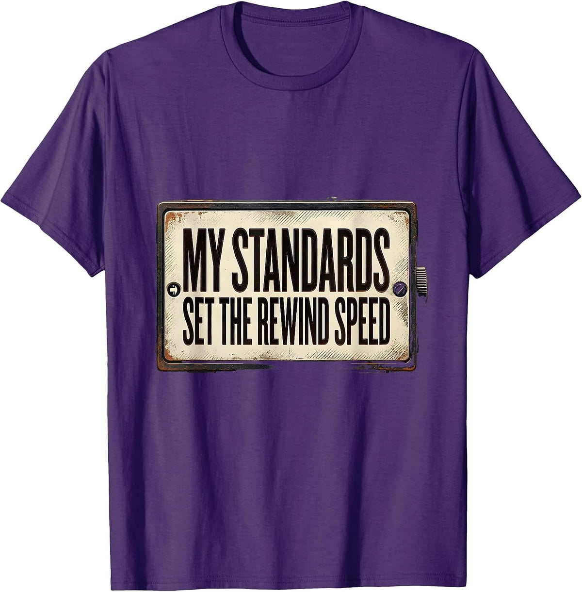 Men's My Standards Set The Rewind Speed Retro Old School Hip Hop T-Shirt - Purple