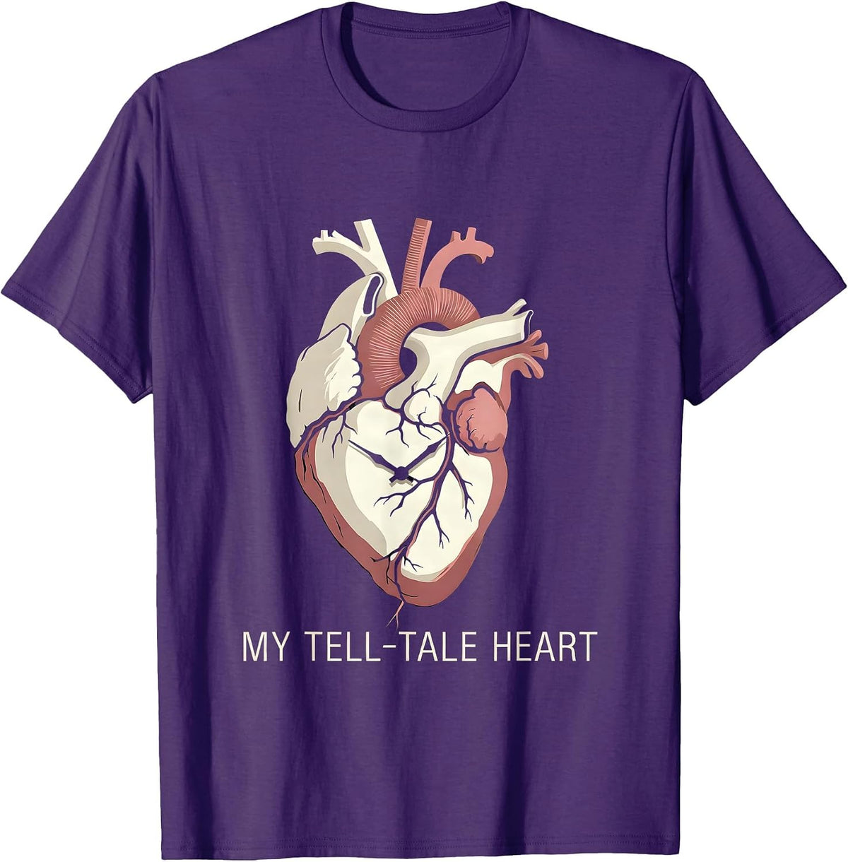 My Tell-Tale Heart Gothic Edgar Allan Poe Quote Literary T-Shirt - Purple