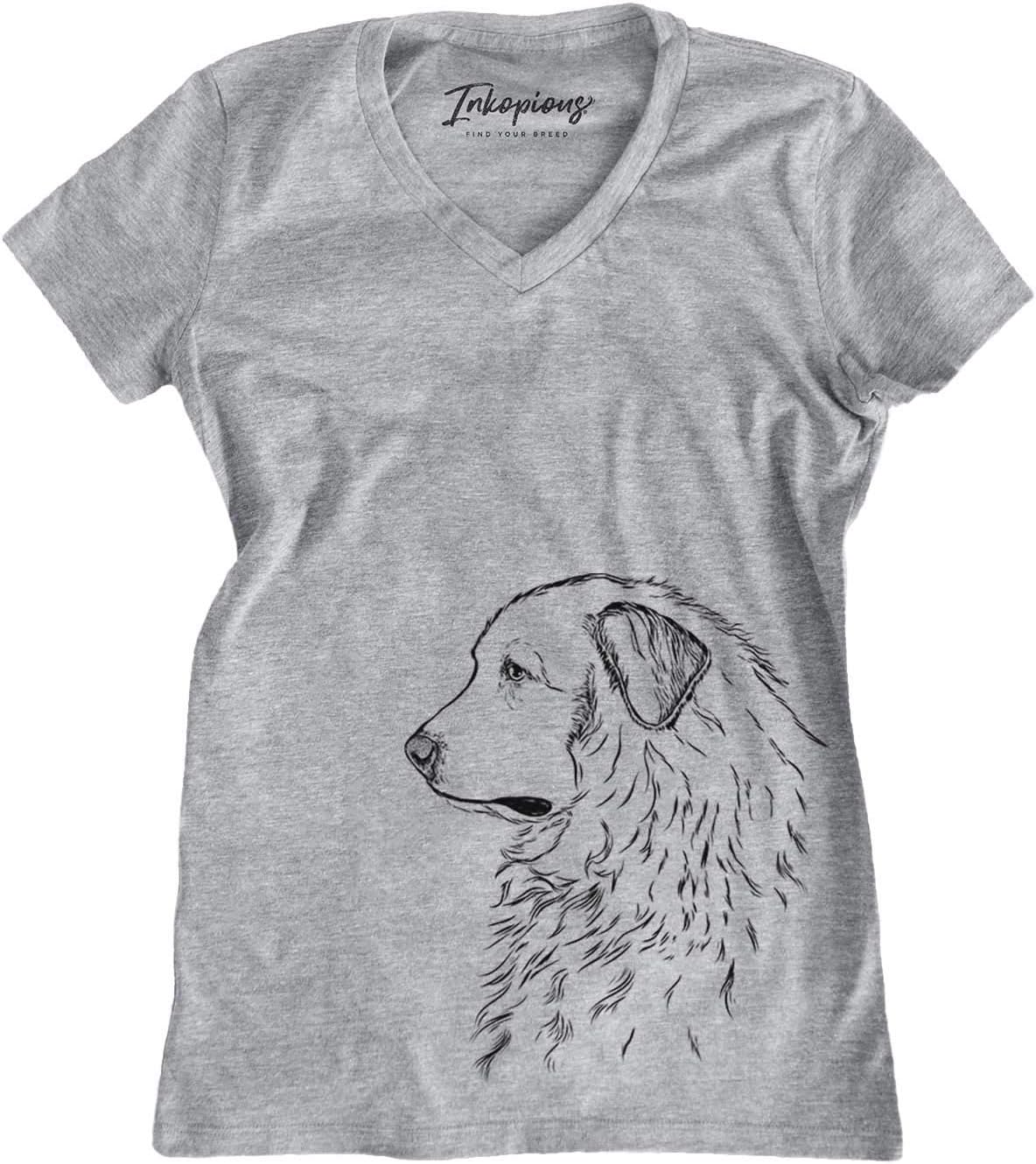 Inkopious Great Pyrenees Profile Triblend T-Shirt - Grey V-neck
