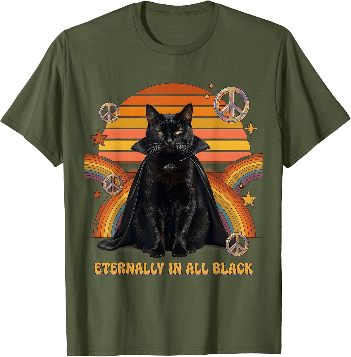 Eternally In All Black Goth Dark Aesthetic Design T-Shirt - Olive Green