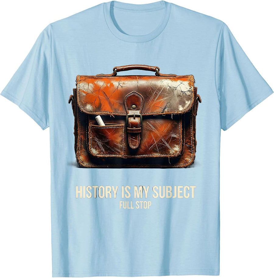 Men's History Is My Subject, Full Stop Distressed History Teacher T-Shirt - Baby Blue