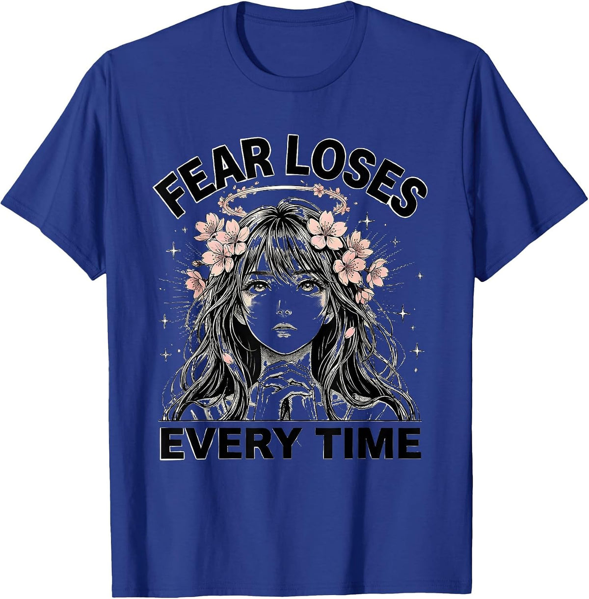 Men's Fear Loses Every Time Faith Over Fear Design T-Shirt - Royal Blue