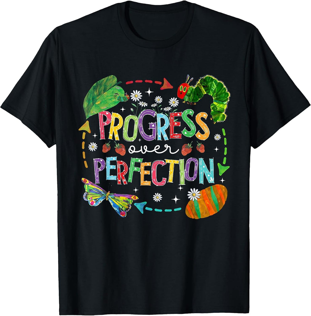 Progress Over Perfection Back to School Tee T-Shirt - Black